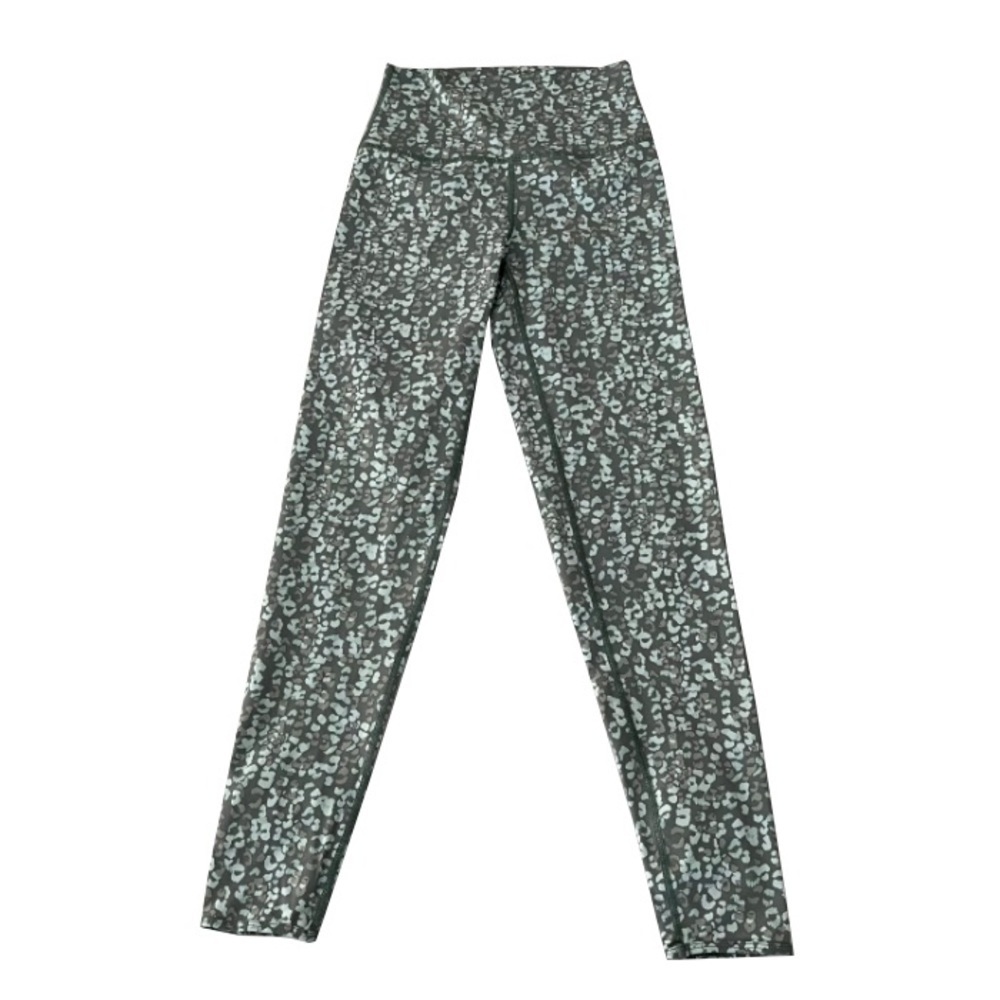 aerie Olive Green and Aqua Blue Organic Print Crop‎ Fit Leggings